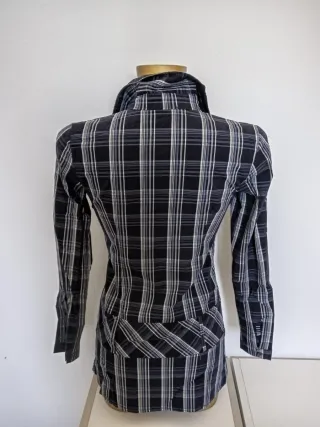 Camicia donna Miss Miss a quadri blu/grigio