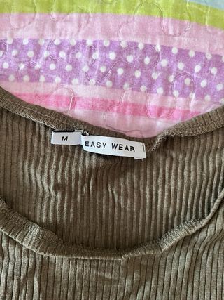 Top verde oscuro canalé talla M