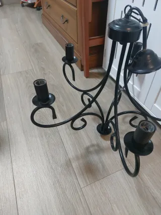 Lámpara de araña negra 5 luces