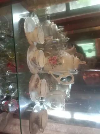 Juego de café porcelana y cristal