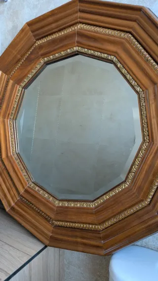 Espejo Octogonal Madera y Dorado
