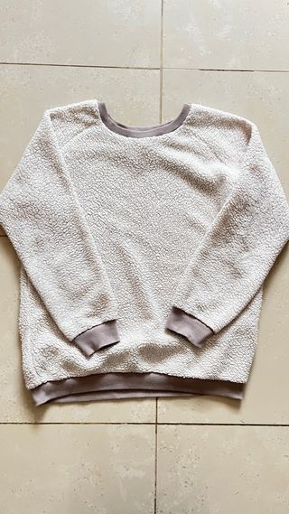 Jersey de borreguito beige/gris talla L