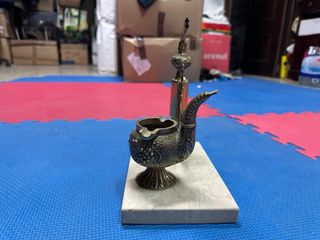 Decoración Rifle y Cenicero Pipa Bronce