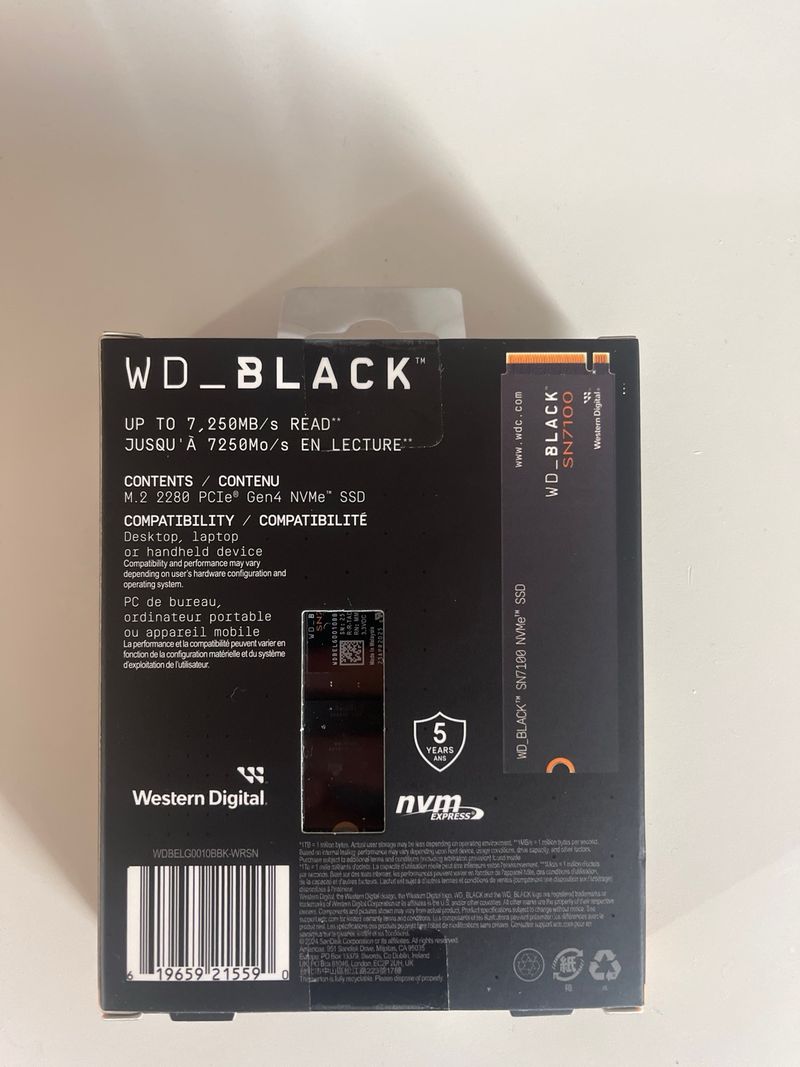 SSD WD Black SN7100 1TB NVMe PCIe Gen4 afbeelding 2