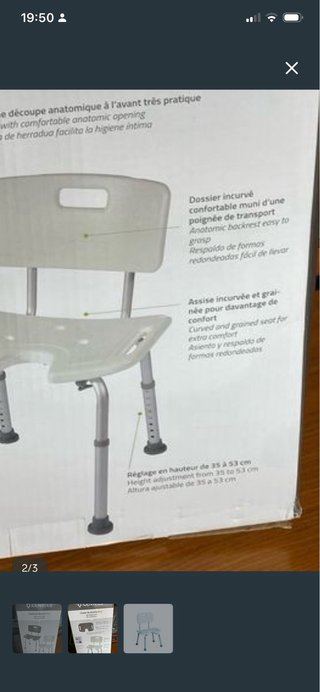 Silla de ducha Bora sin estrenar.