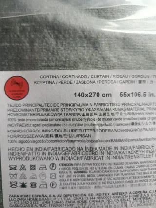 Cortinas Zara Home Seda 140x270cm