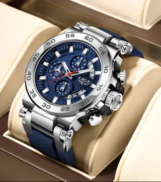 Reloj LIGE Hombre Azul y Plateado