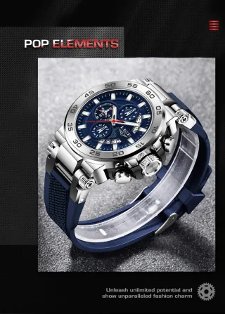 Reloj LIGE Hombre Azul y Plateado
