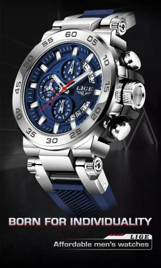 Reloj LIGE Hombre Azul y Plateado