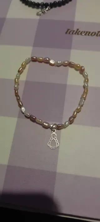 Pulsera Virgen del Rocío plata de ley y perlas