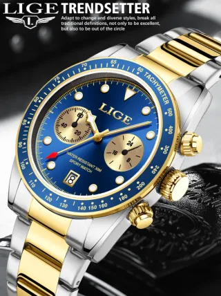 Reloj LIGE Hombre Azul y Dorado