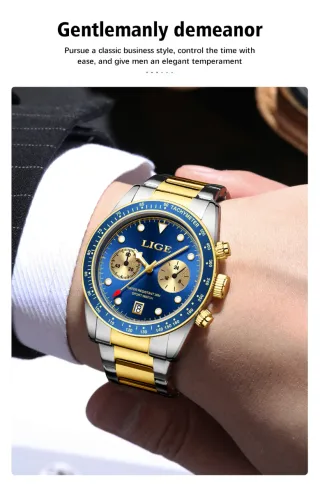 Reloj LIGE Hombre Azul y Dorado
