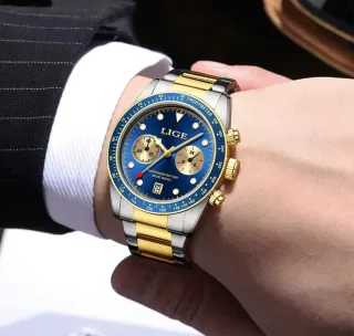 Reloj LIGE Hombre Azul y Dorado