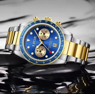 Reloj LIGE Hombre Azul y Dorado