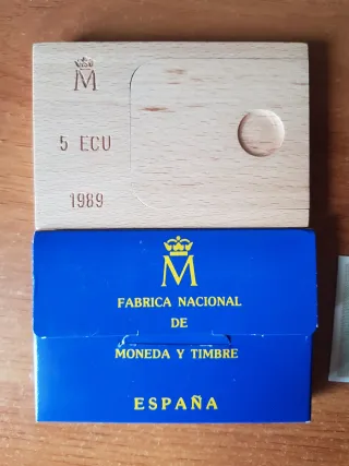 Moneda Plata 5 ECU 1989 Carlos V