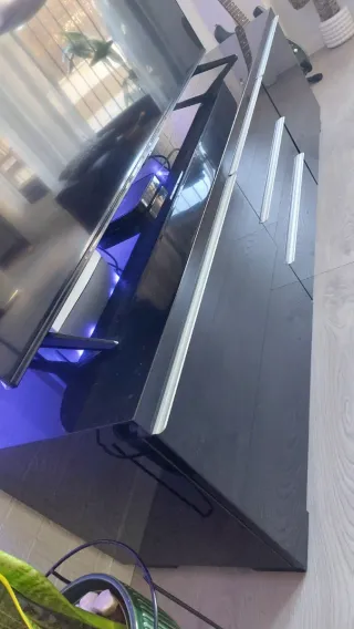 Mueble TV Madera Maciza Negro