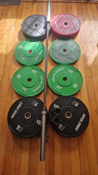 Pack Pesas y Barra Gimnasio Capital Sports