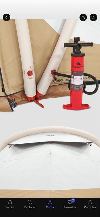 Tenda de campismo insuflável.