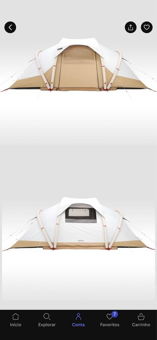 Tenda de campismo insuflável.