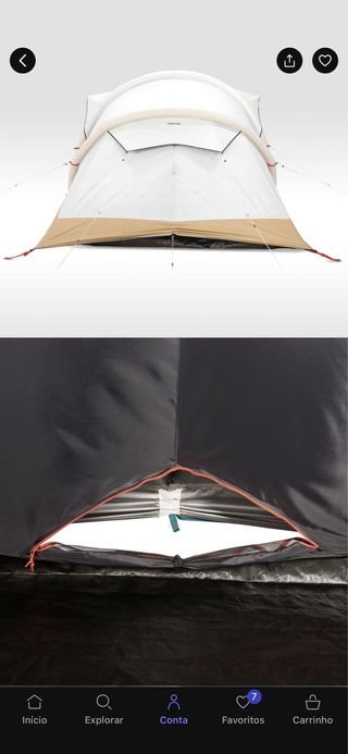 Tenda de campismo insuflável.