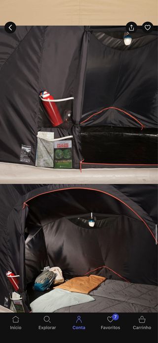 Tenda de campismo insuflável.