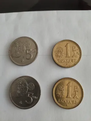 Monedas Expo 82 España 1 y 5 Pesetas