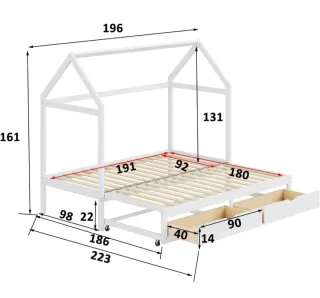 Cama doble infantil con dosel NUEVA, SIN USO