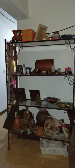 Estantería de hierro y cristal