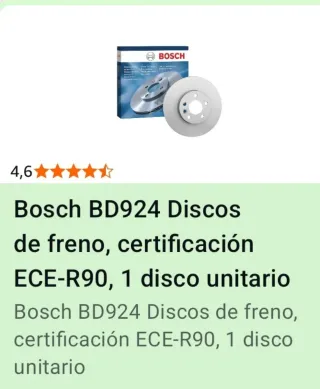 Disco Freno Bosch BD924 ECE-R90