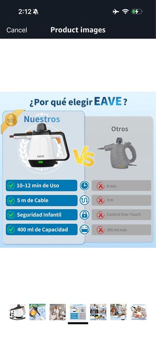 Handheld Steam Cleaner, 3bar Pressure 1200W, Porta