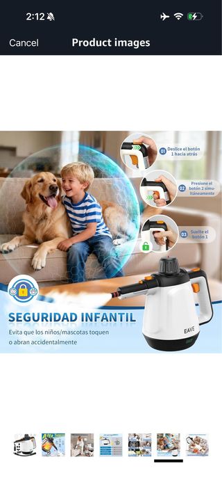 Handheld Steam Cleaner, 3bar Pressure 1200W, Porta