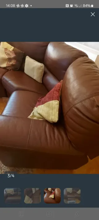 Sofá modular de piel marrón