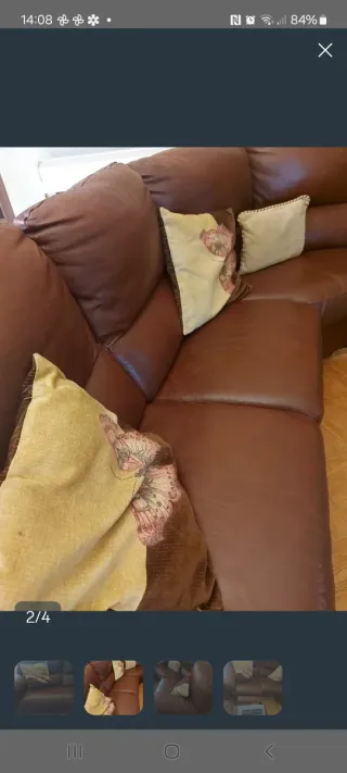 Sofá modular de piel marrón