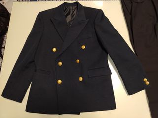 Traje comunión niño azul marino con chaleco cruz