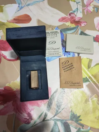 Accendino Dupont Placcato Oro Vintage con Scatola