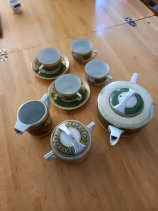 Servizio da tè porcellana oro e verde