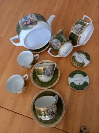 Servizio da tè porcellana oro e verde