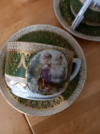 Servizio da tè porcellana oro e verde