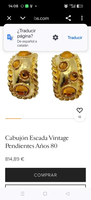 Bellísimos Pendientes Clip Escada Cabujones