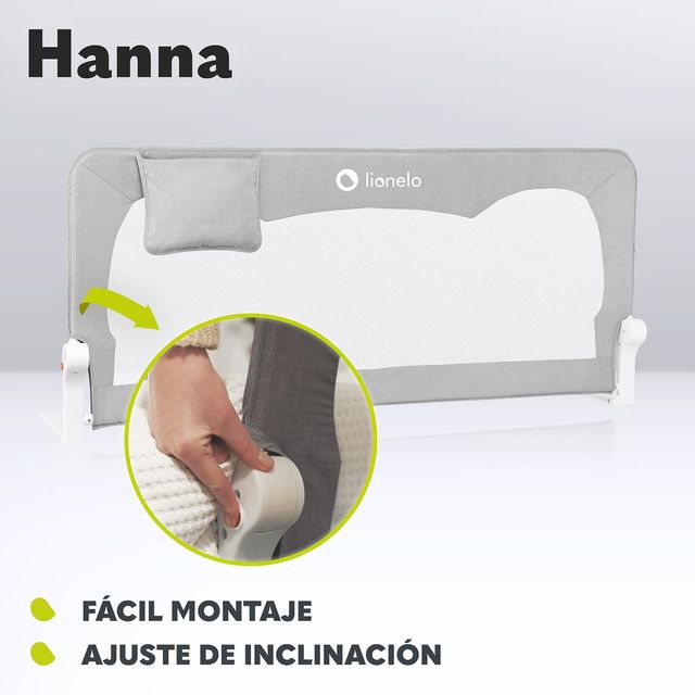 Barrera Cama Lionelo Hanna 150x65cm Gris