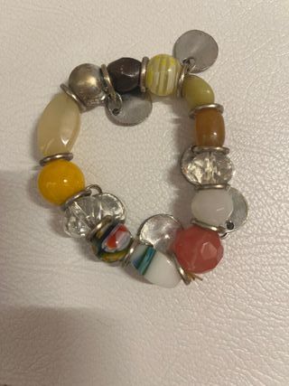Pulsera piedras colores y plata