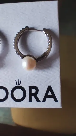 Pendientes Pandora Aro Perla y Circonitas