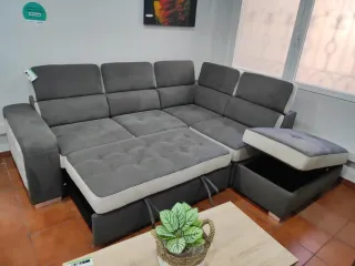 Sofá rinconera cama con puff