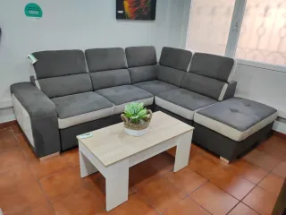 Sofá rinconera cama con puff