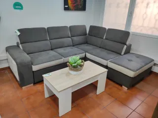 Sofá rinconera cama con puff
