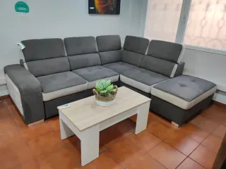 Sofá rinconera cama con puff