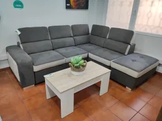 Sofá rinconera cama con puff