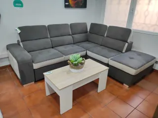 Sofá rinconera cama con puff