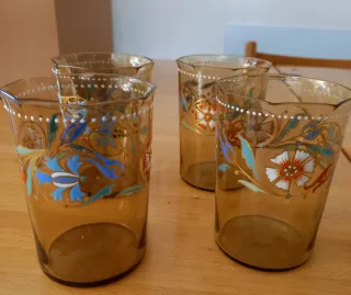 Set 4 Bicchieri Vetro Decorati