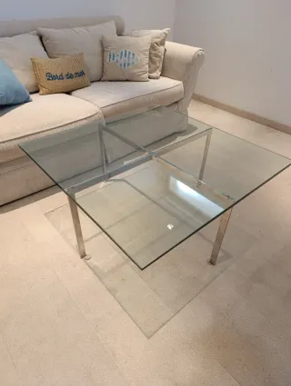 Mesa de centro cristal y metal en Port de Sóller